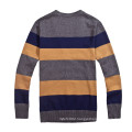 100%Cotton V-Neck Striped Knit Men Cardigan Knitwear with Button